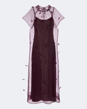 Jonathan Simkhai Vestido Largo De Organza Adornado - Morado