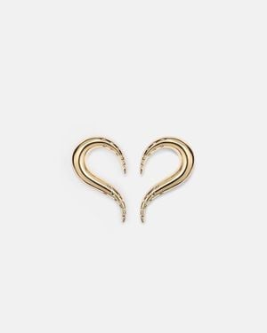 Mateo Swoosh 14Kt Earrings With Diamonds - Metallic