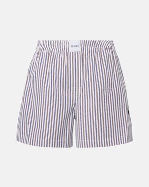 The Attico Striped Cotton Shorts - Purple