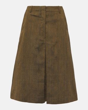 Dries Van Noten Cotton And Silk-Blend Midi Skirt - Green
