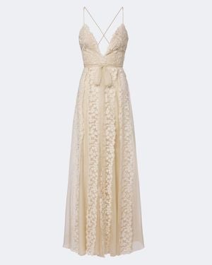 Fendi Silk Chiffon And Lace Maxi Dress - White