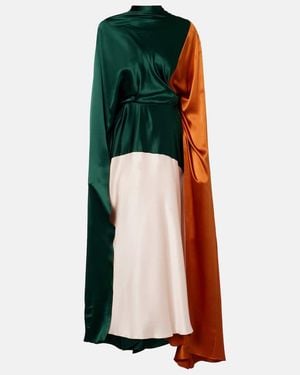 ROKSANDA Neolitsea Caped Silk Satin Gown - Green