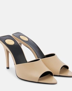 Saint Laurent Romy 90 Leather Mules - Natural
