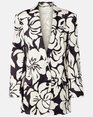 Dries Van Noten Floral Satin Blazer - Black