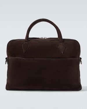 Metier Closer Slim Suede Briefcase - Black
