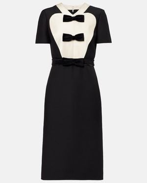 Valentino Crepe Couture Bow-Detail Midi Dress - Black