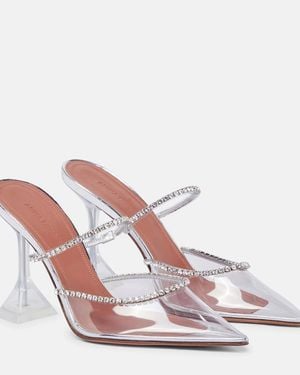 AMINA MUADDI Gilda Embellished Pvc Mules - Pink
