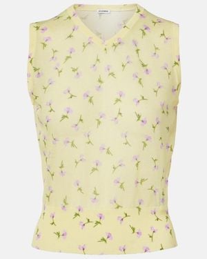 Jil Sander Floral Cotton-Blend Top - Metallic