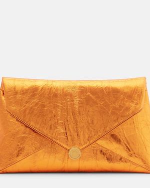 Dries Van Noten Envelope Medium Metallic Leather Clutch - Orange