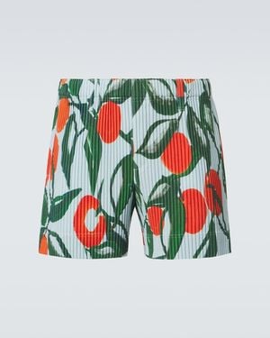 Homme Plissé Issey Miyake Pleated Printed Shorts - White