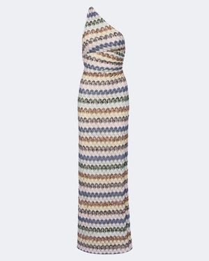 Missoni One-Shoulder Lame Gown - White