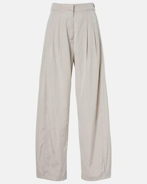 The Row Iver Pleated Silk-Blend Straight Trousers - Grey
