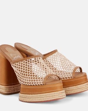 Christian Louboutin Almeja 130 Platform Espadrille Mules - Brown