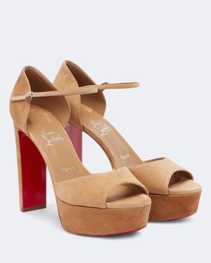 Christian Louboutin Sandaloo 130 Suede Platform Sandals - Brown