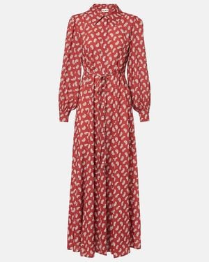 RIXO London Vestido Camisero Maddison Estampado - Rojo