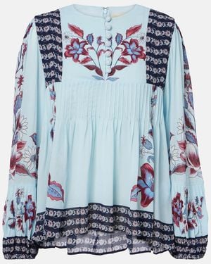 FARM Rio Marcelle Pleated Blouse - Blue