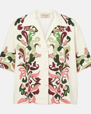 Adriana Degreas Inamorata Cotton-Blend Bowling Shirt - White