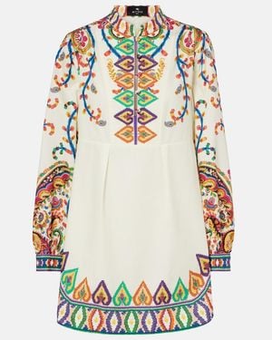 Etro Printed Cotton Minidress - White