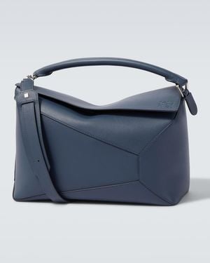 Loewe Puzzle Edge Large Leather Shoulder Bag - Blue