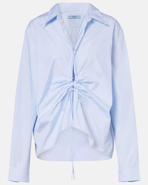 Prada Gathered Cotton Shirt - Blue