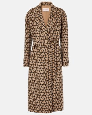 Valentino Toile Iconographe Wool And Silk Coat - Brown