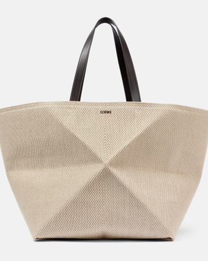 Loewe Xxl Puzzle Fold Canvas Tote Bag - Natural