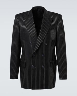 Tom Ford Striped Wool And Silk Lame Blazer - Black