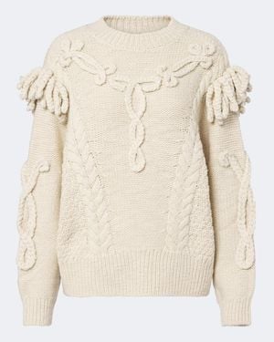 Isabel Marant Katria Cable-Knit Fringed Wool-Blend Jumper - Natural