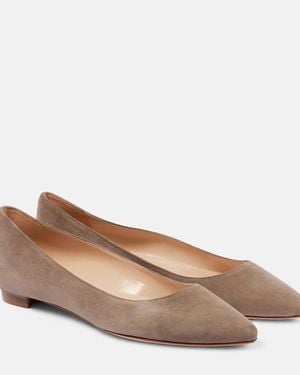 Manolo Blahnik Lanza Bb Suede Ballet Flats - Brown