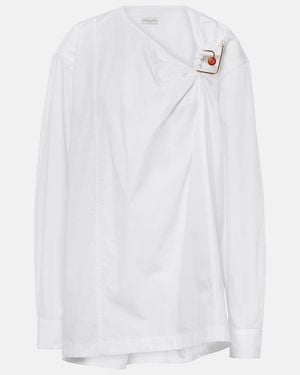 Dries Van Noten Embellished Cotton Poplin Blouse - White