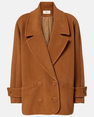 Chloé Double-Breasted Virgin-Wool Coat - Brown
