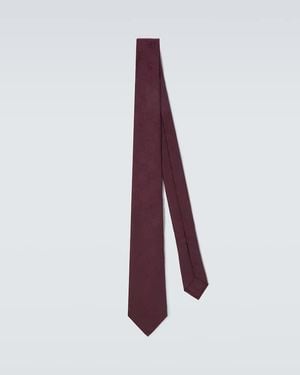Gucci Gg Cotton And Silk Jacquard Tie - Purple