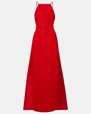 Solace London Ulla Caped Crepe And Satin Gown - Red