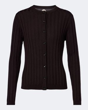 Jardin Des Orangers Ribbed-Knit Virgin Wool Cardigan - Black