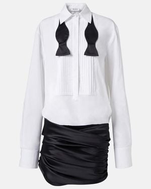 The Attico Poplin And Satin Minidress - White