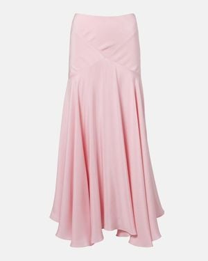 Rodarte Silk Crepe Midi Skirt - Pink