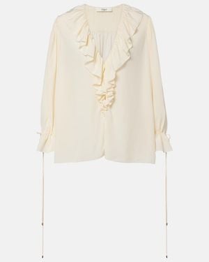 Chloé Ruffled Silk Blouse - White
