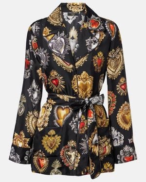 Dolce & Gabbana Devotion Belted Silk Twill Blouse - Black