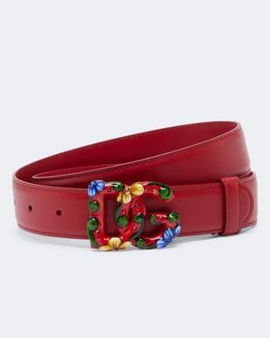 Dolce & Gabbana Dg Embellished Leather Belt - Red