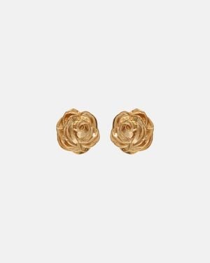 Magda Butrym Pendientes Rose Chapados En Oro - Blanco