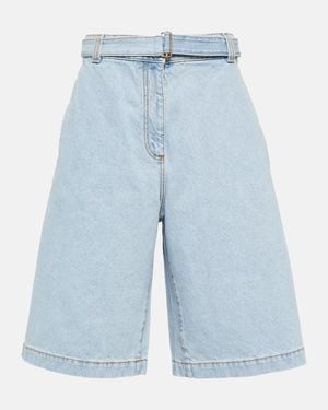 Etro Embroidered Denim Shorts - Blue