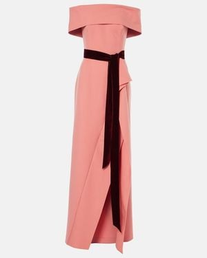 Oscar de la Renta Off-Shoulder Wool-Blend Gown - Pink