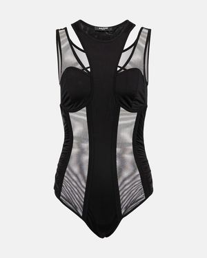 Balmain Body Mit Mesh - Schwarz