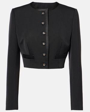Dolce & Gabbana Cropped Wool-Blend Jacket - Black