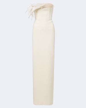 David Koma Feather-Trimmed Bustier Gown - White