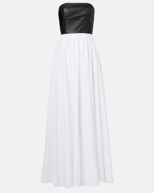 Gabriela Hearst Neferu Leather-Trimmed Linen Maxi Dress - White