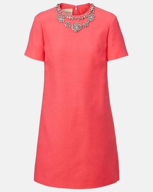 Valentino Crepe Couture Embellished Minidress - Pink