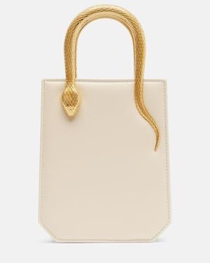 BVLGARI Serpentine Small Embellished Leather Top-Handle Bag - Natural