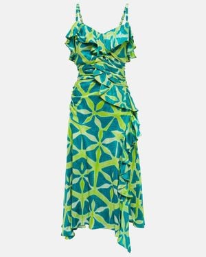 Ulla Johnson Zoya Printed Silk Midi Dress - Green