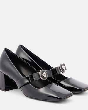 Versace Gianni Ribbon Pumps Aus Lackleder Mit Verzierung - Schwarz
